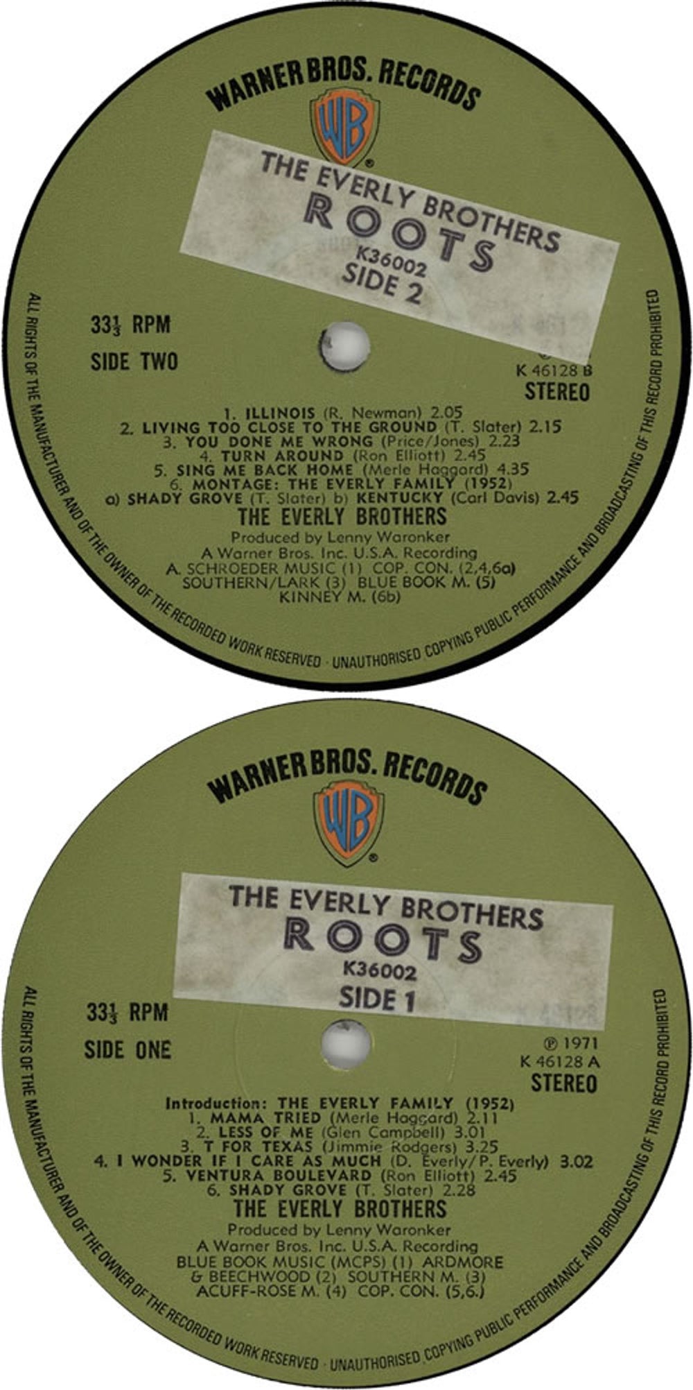 The Everly Brothers Roots - Stickered labels UK vinyl LP album (LP record) EBRLPRO633082