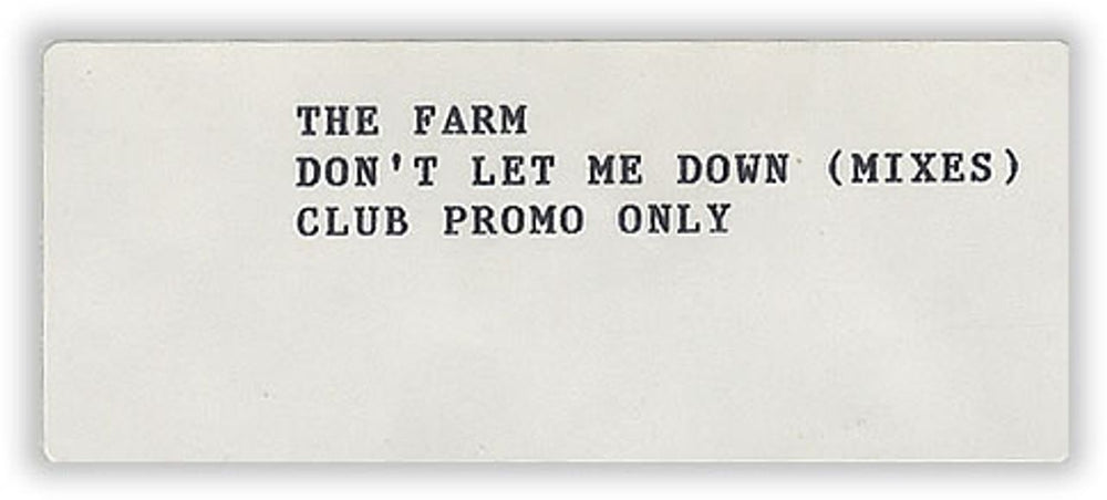 The Farm Don't Let Me Down - Club Mixes UK Promo 12" vinyl single (12 inch record / Maxi-single) FAR12DO390537