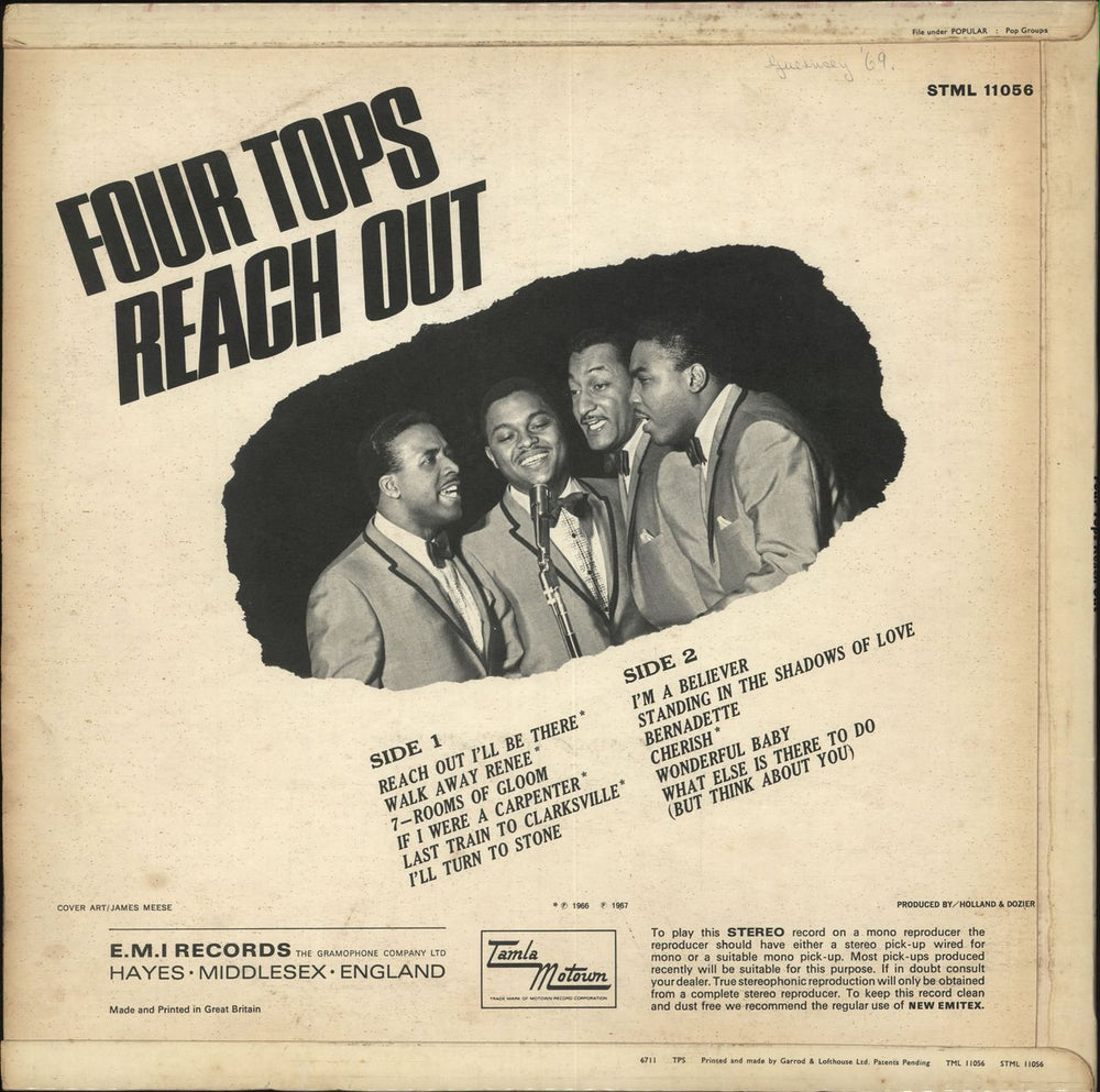 The Four Tops Reach Out  UK vinyl LP album (LP record)