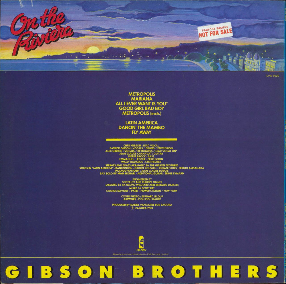 The Gibson Brothers On The Riviera-promo stickered UK vinyl LP album (LP record)