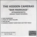 The Hidden Cameras Ban Marriage UK Promo CD-R acetate CD-R ACETATE