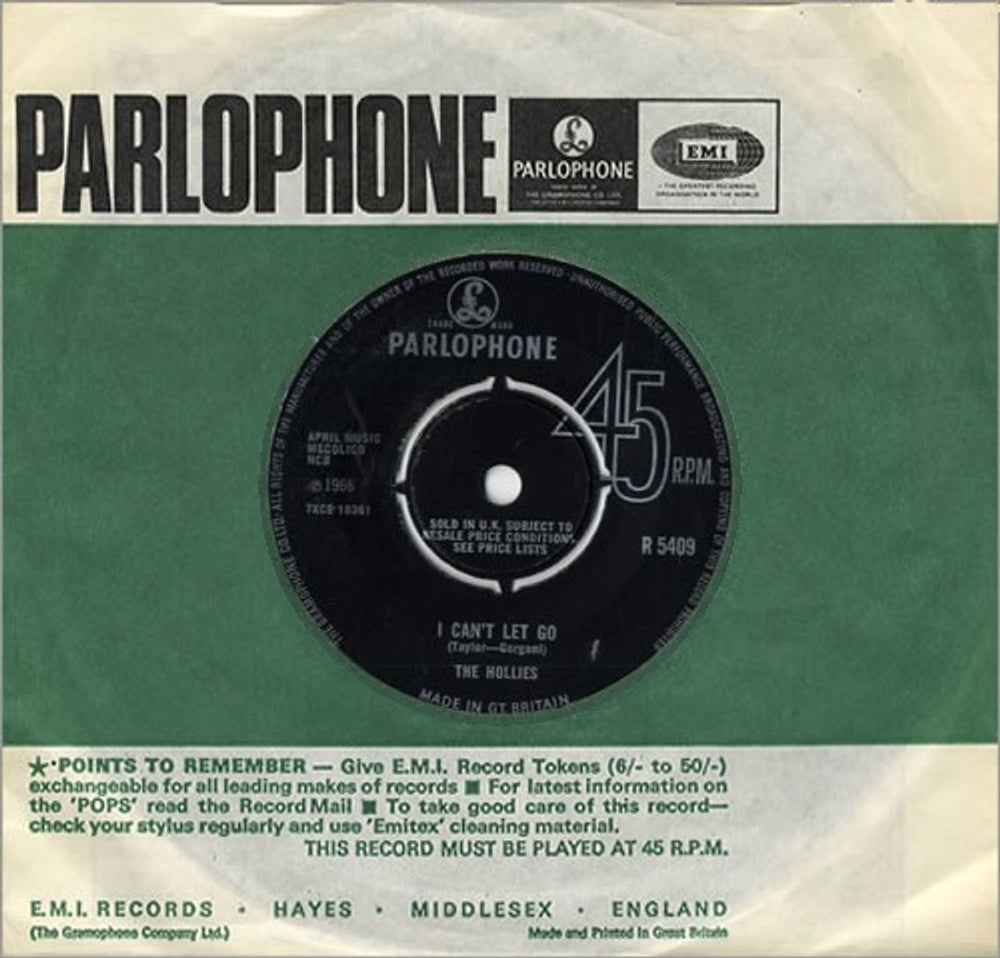 The Hollies I Can't Let Go UK 7" vinyl single (7 inch record / 45) R5409