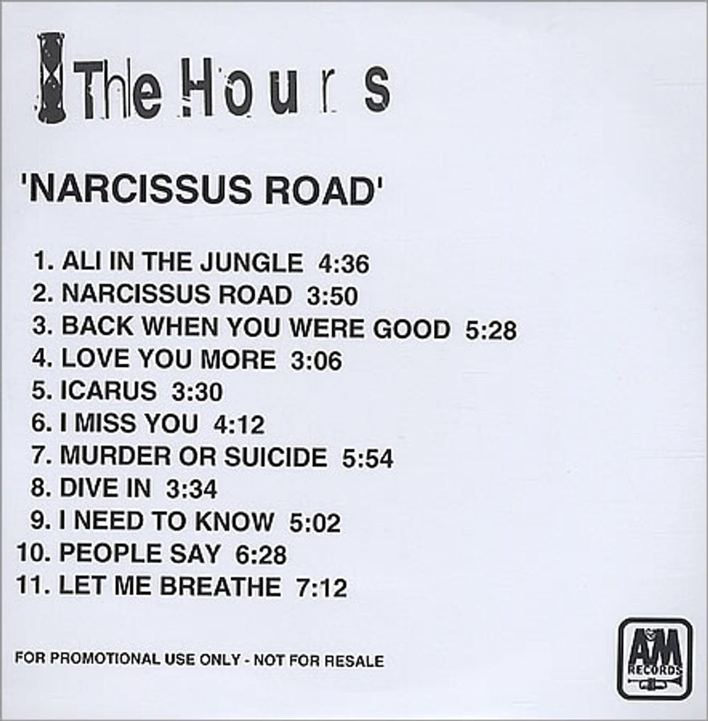 The Hours Narcissus Road UK CD-R acetate CD-R ACETATE