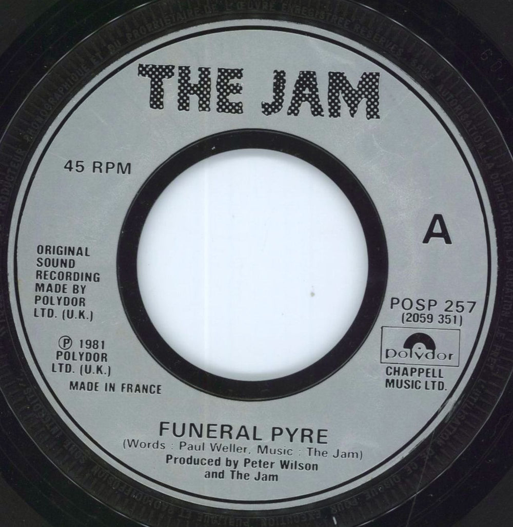 The Jam Funeral Pyre - Jukebox UK 7" vinyl single (7 inch record / 45) POSP257