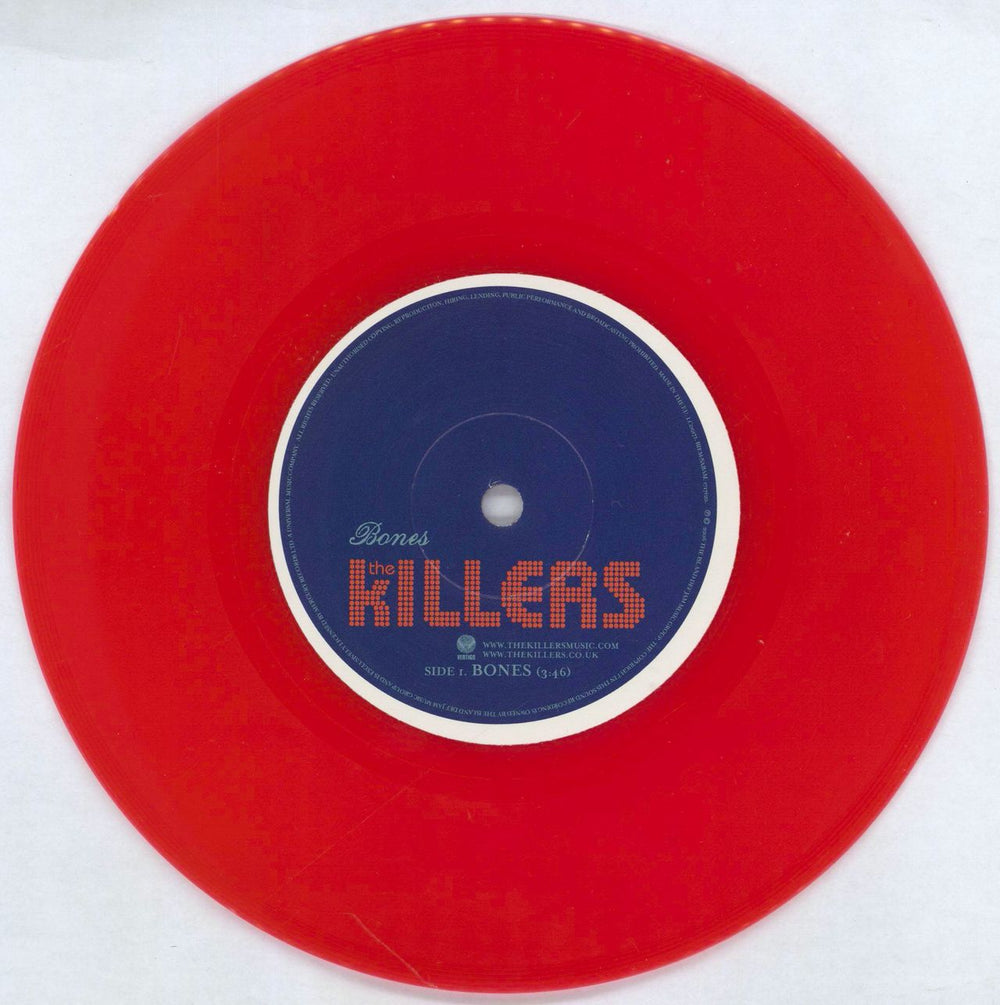 The Killers Bones - Red Vinyl UK 7" vinyl single (7 inch record / 45) TKI07BO381057