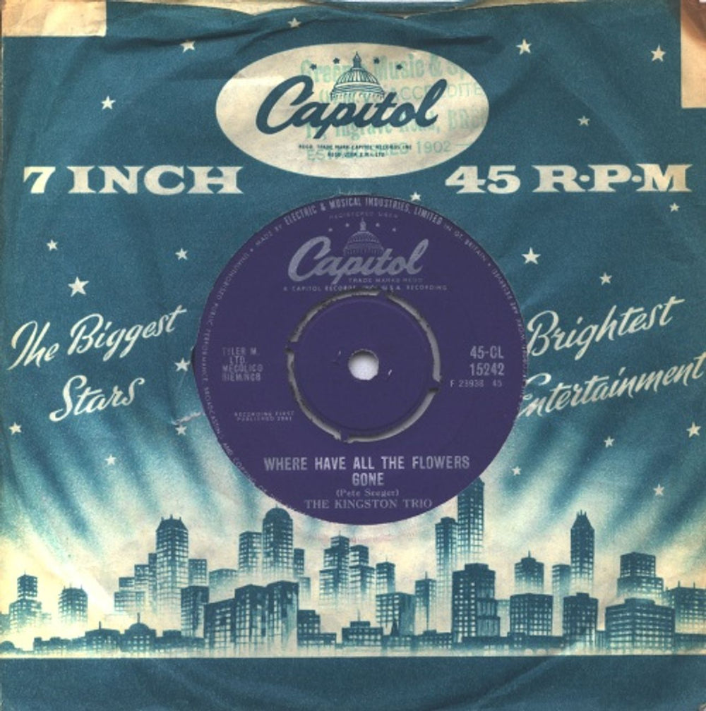 The Kingston Trio Where Have All The Flowers Gone UK 7" vinyl single (7 inch record / 45) CL15242