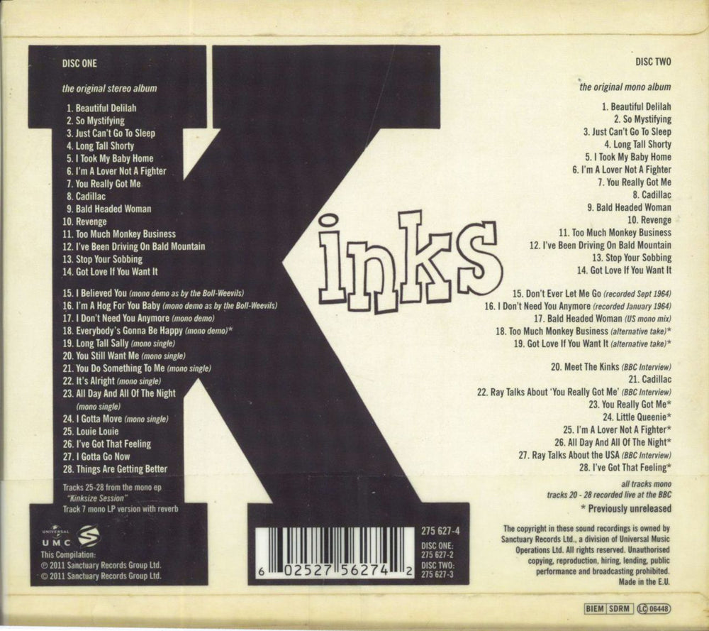 The Kinks Kinks: Deluxe Edition UK 2 CD album set (Double CD) 602527562742