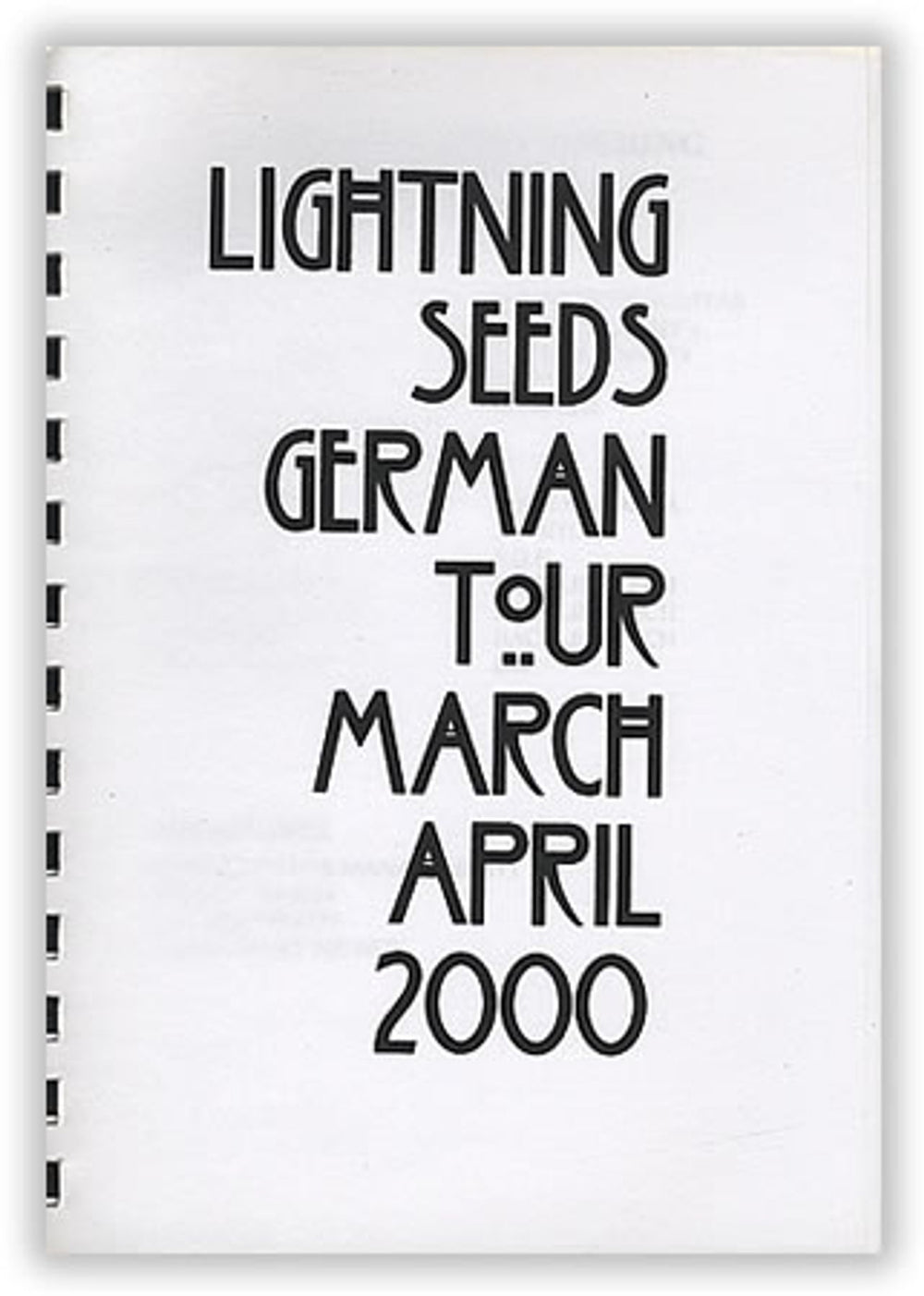 The Lightning Seeds 2000 Tour UK Itinerary TOUR ITINERARY