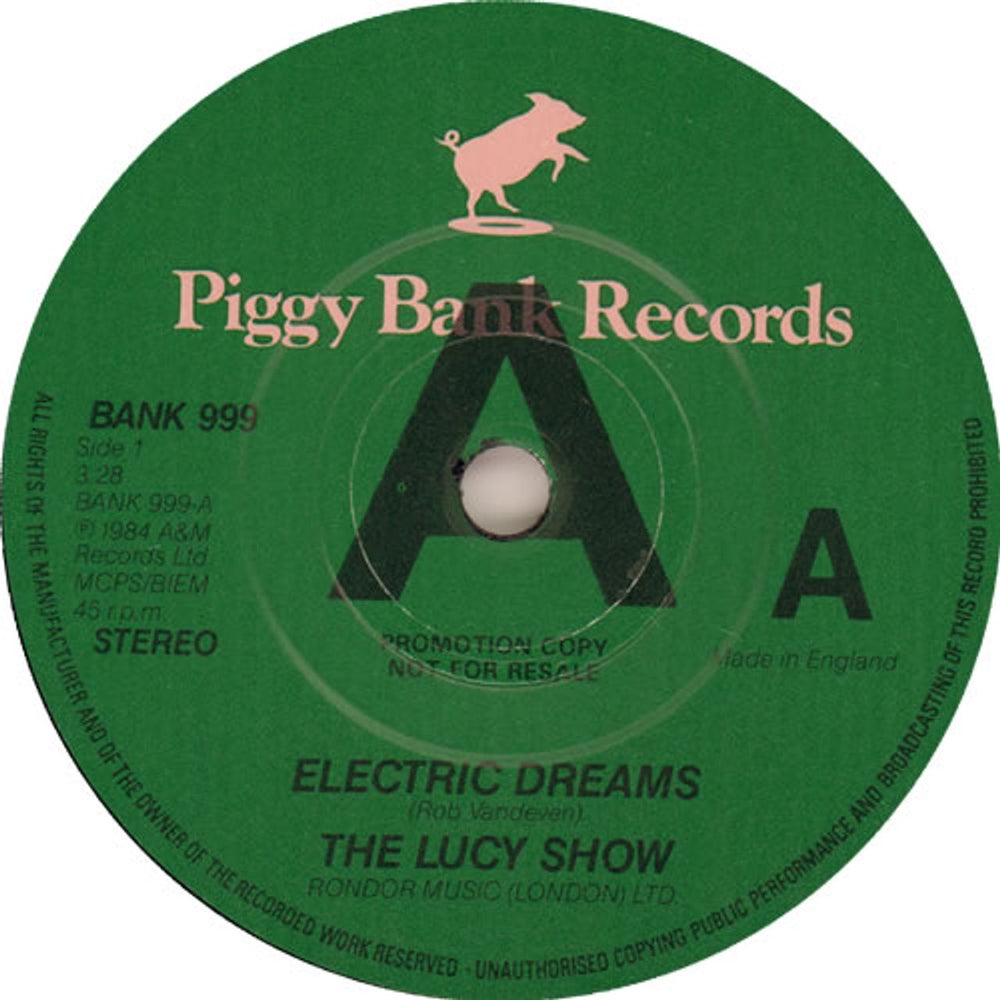 The Lucy Show Electric Dreams - A-Label UK Promo 7" vinyl single (7 inch record / 45) TL007EL637893