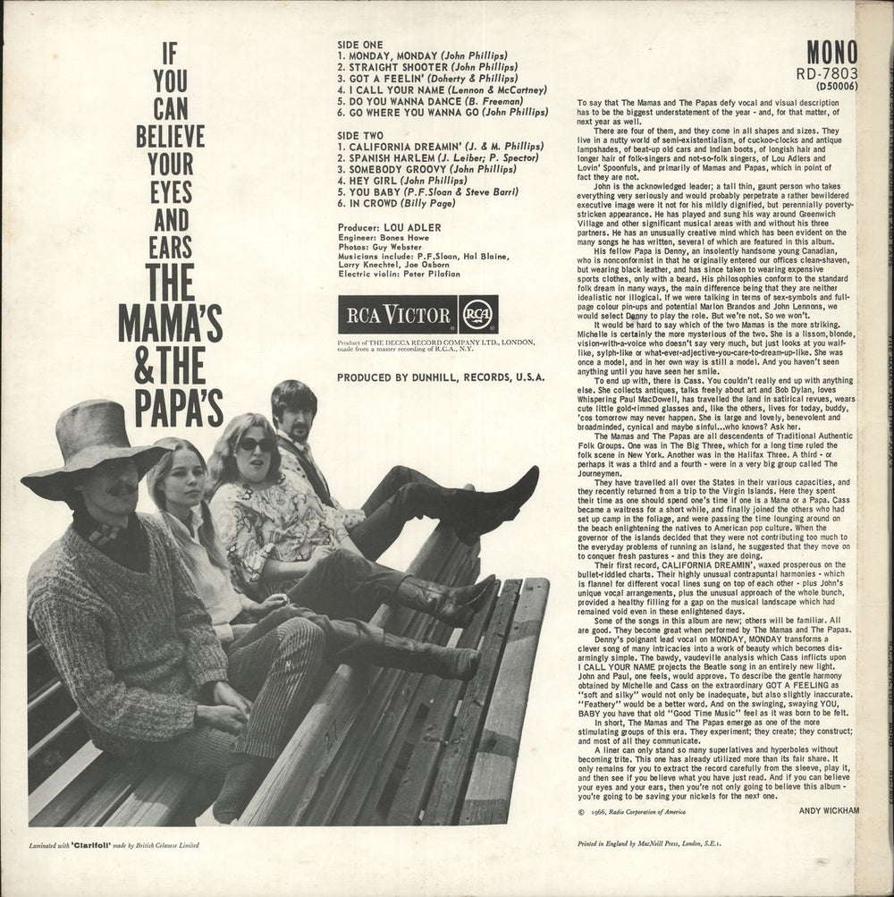 The Mama's And The Papa's If You Can Believe Your Eyes And Ears UK vinyl LP album (LP record)