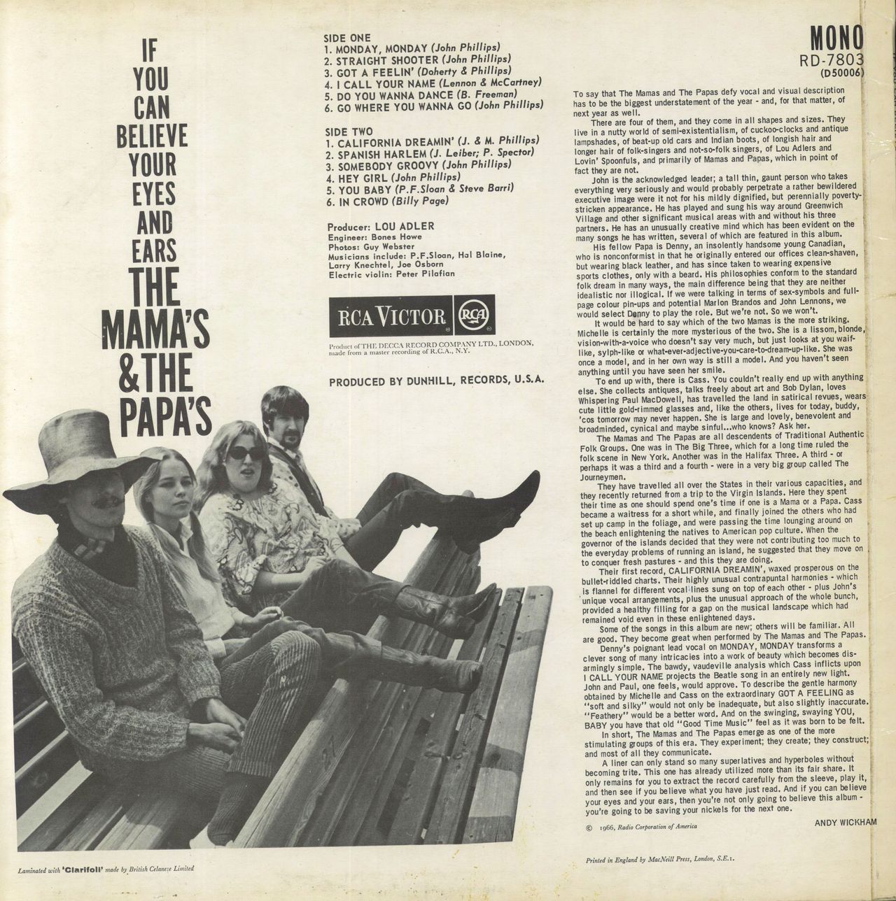 Mamas and the Papas If You Can Believe Your Eyes And Ears ( vinyl LP ) -  VinylVinyl