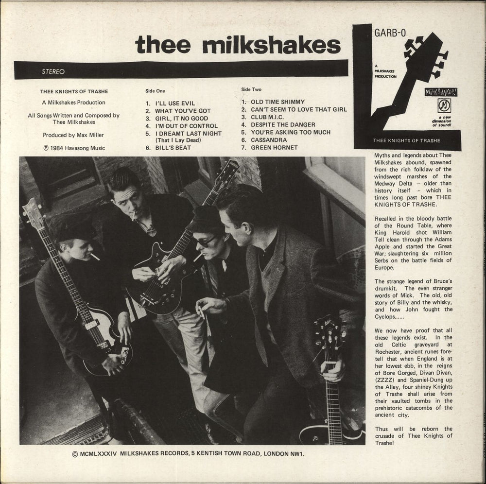 The Milkshakes Thee Knights Of Trashe UK vinyl LP album (LP record)