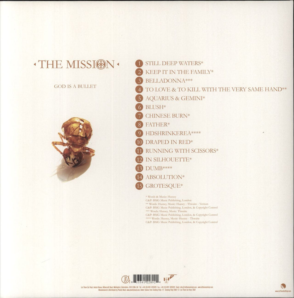 The Mission God Is A Bullet - White Vinyl UK 2-LP vinyl record set (Double LP Album) 803341228924