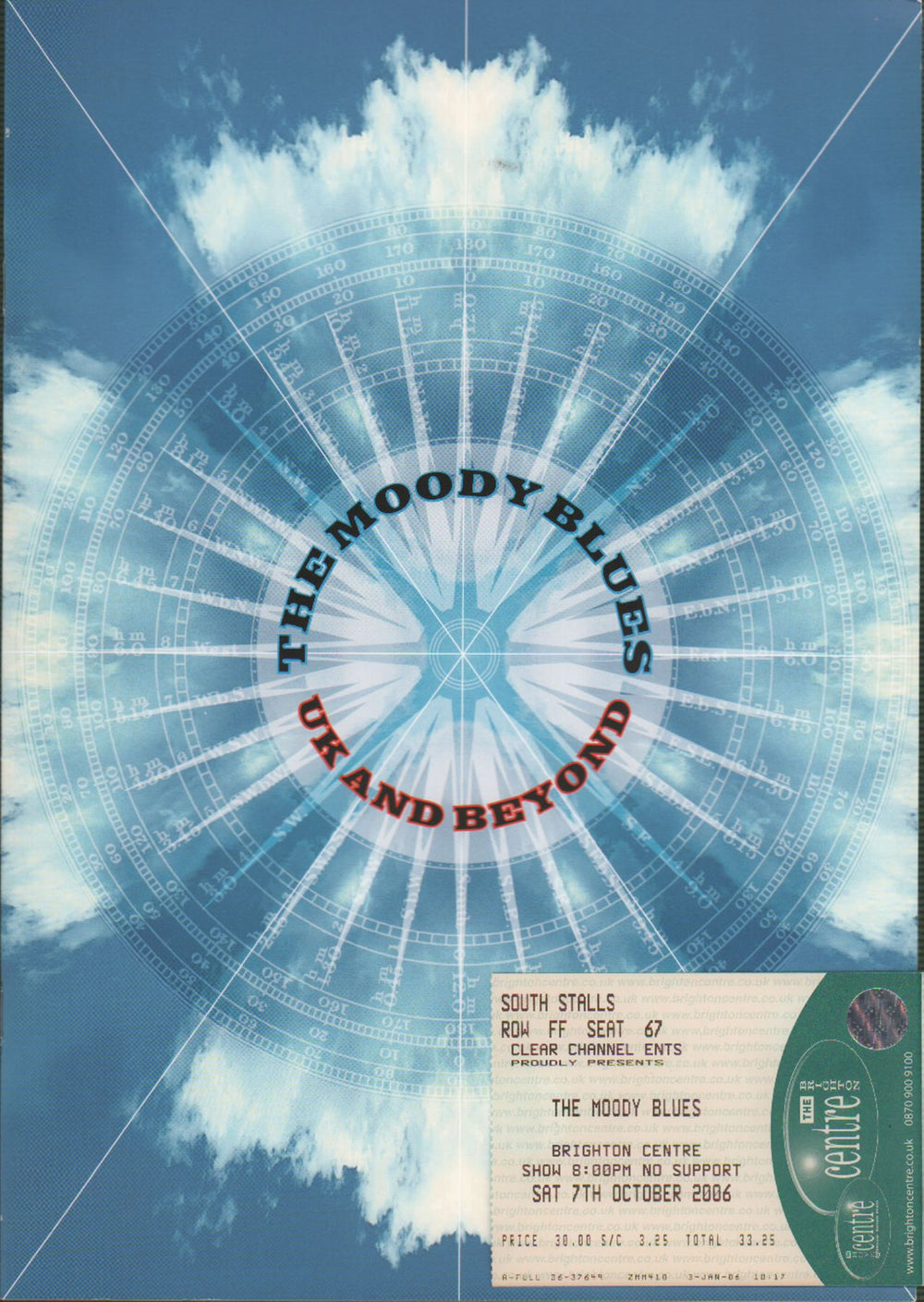 The Moody Blues UK & Beyond + Ticket Stub UK tour programme PROGRAMME