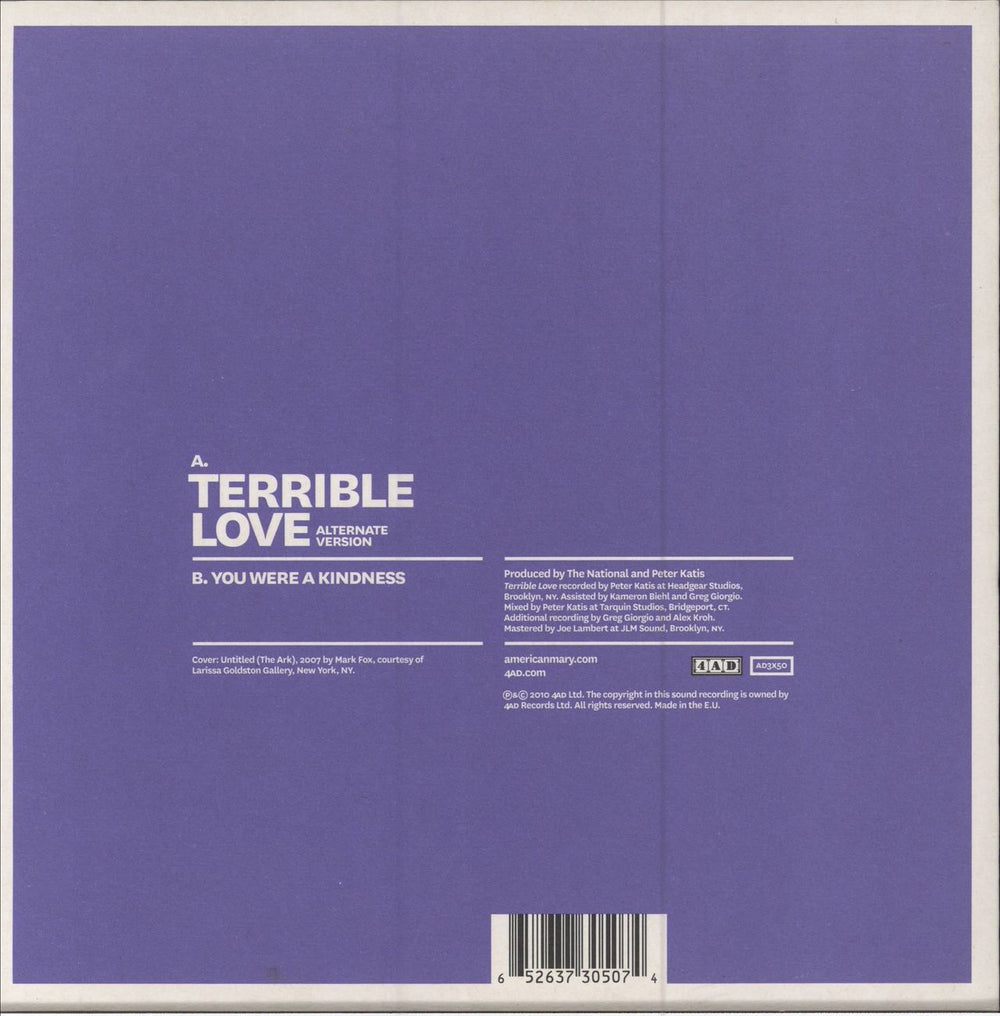 The National Terrible Love - Purple Vinyl UK 7" vinyl single (7 inch record / 45) 652637305074