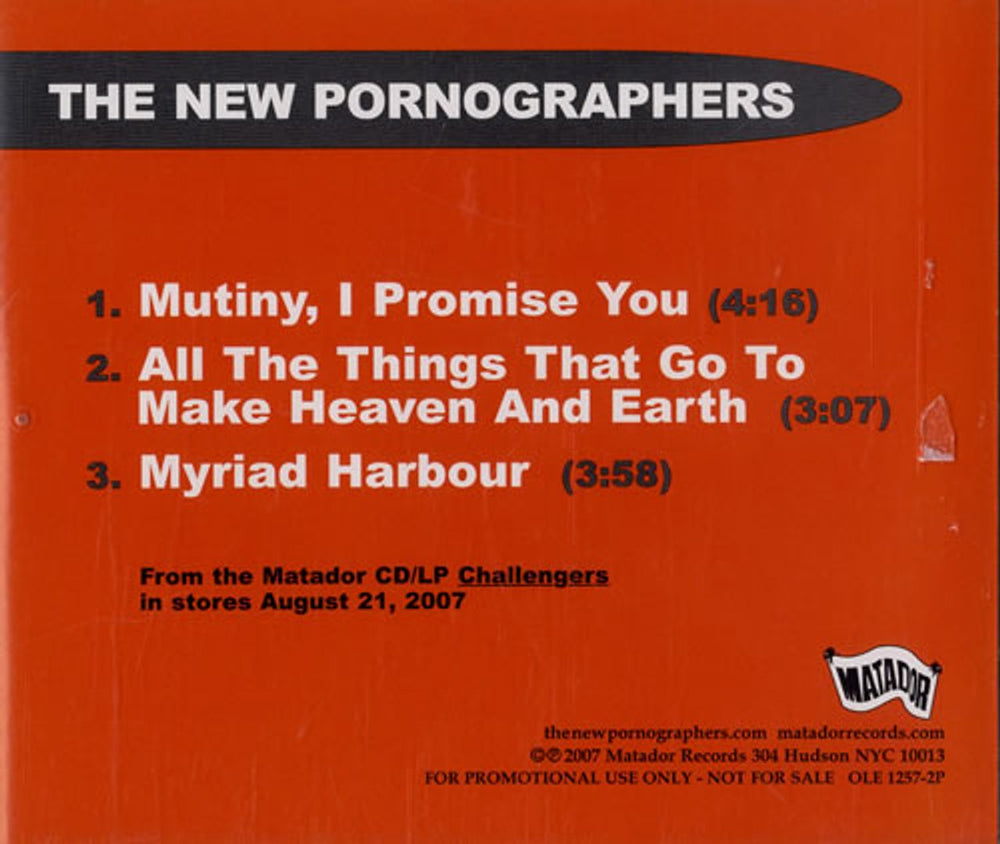 The New Pornographers Challengers Sampler US Promo CD single (CD5 / 5") OLE1257-2P