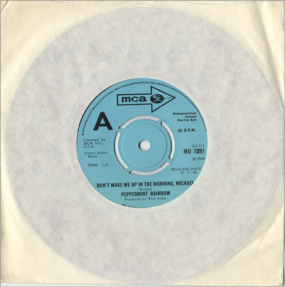 The Peppermint Rainbow Don't Wake Me Up In The Morning, Michael UK Promo 7" vinyl single (7 inch record / 45) MU1091