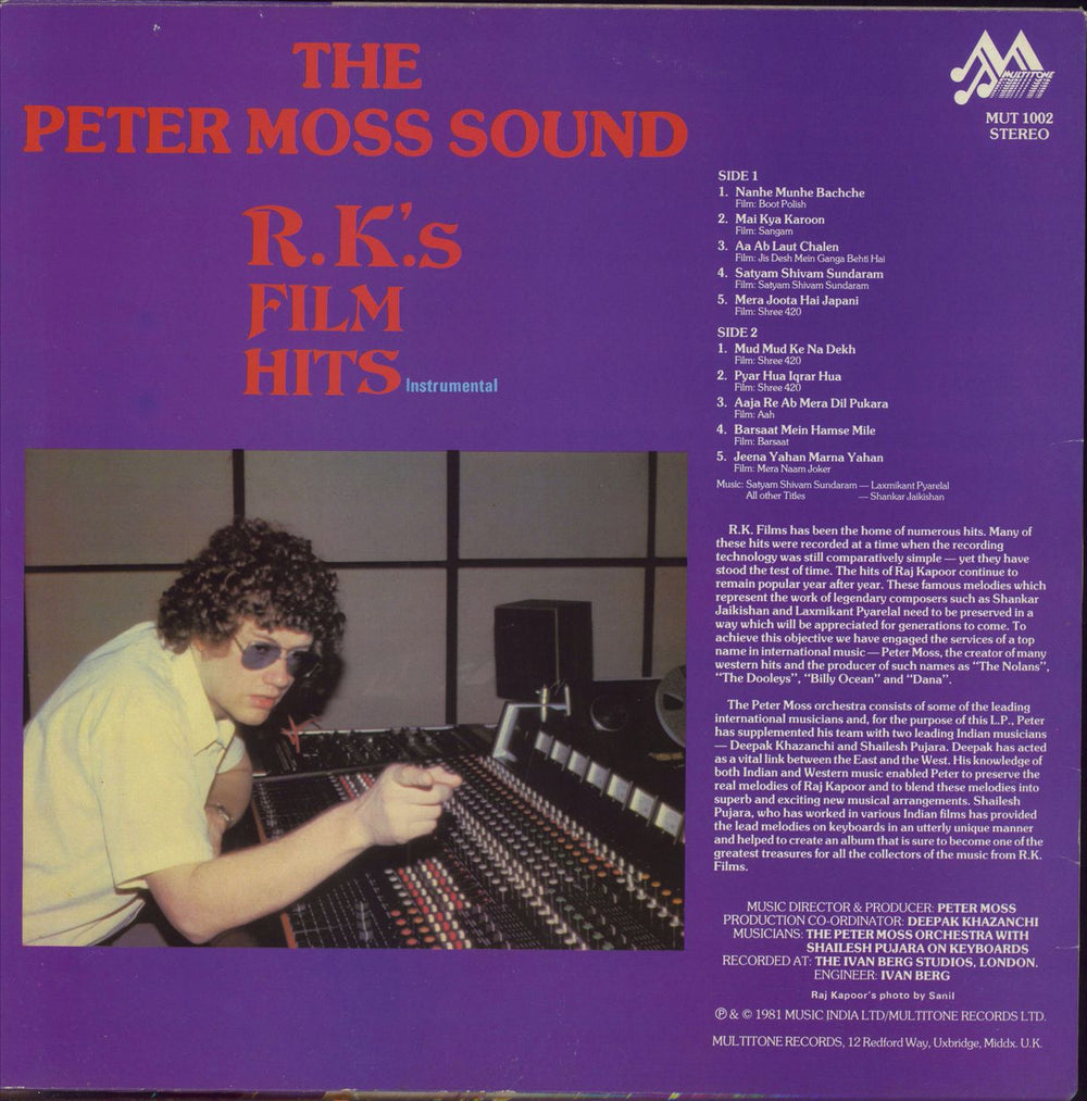 The Peter Moss Sound R. K.'s Film Hits (Instrumental) UK vinyl LP album (LP record)