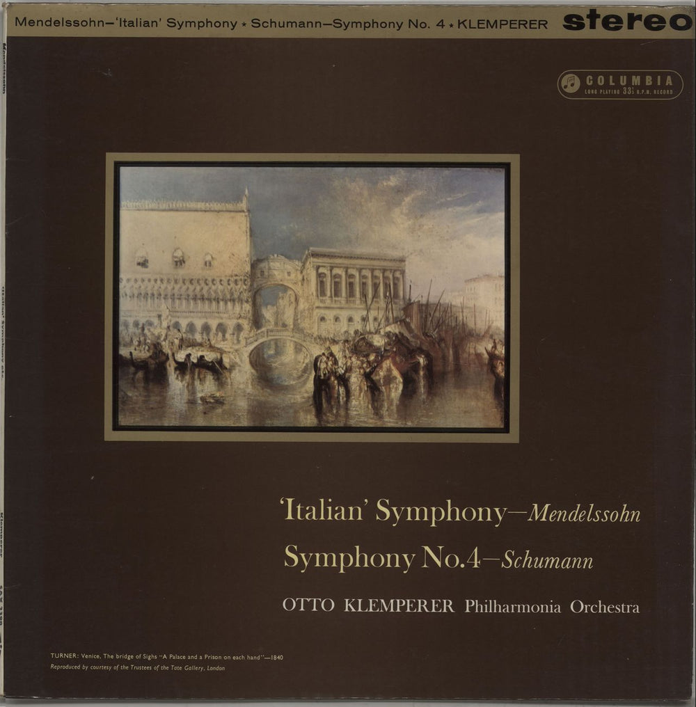 The Philharmonia Orchestra Mendelssohn: 'Italian' Symphony / Schumann: Symphony No.4 UK vinyl LP album (LP record) SAX2398
