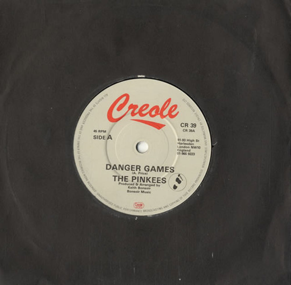 The Pinkees Danger Games UK 7" vinyl single (7 inch record / 45) CR39