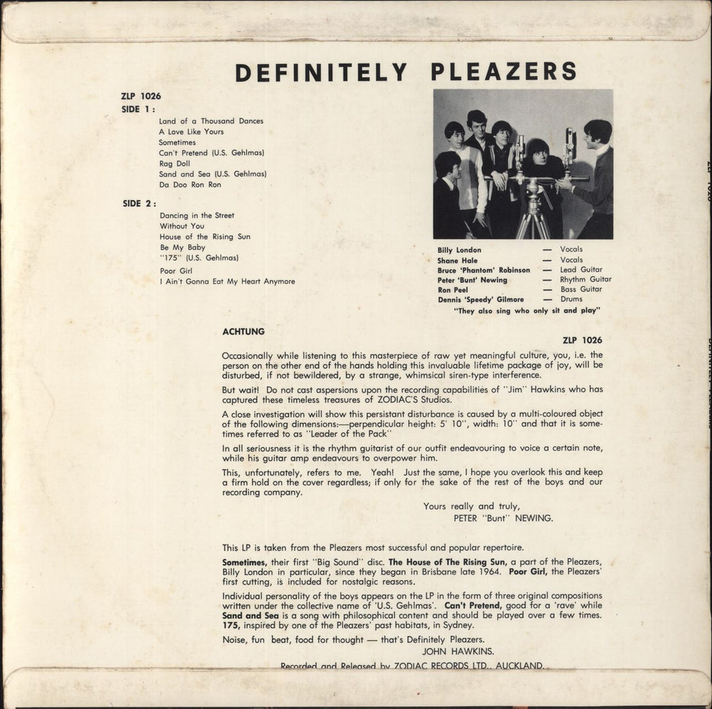 The Pleazers Definitely Pleazers New Zealand Promo vinyl LP album (LP record) 46FLPDE802022