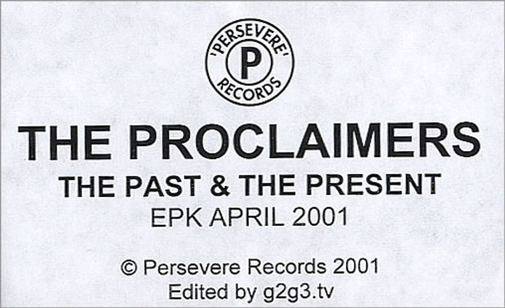 The Proclaimers The Past & The Present EPK UK Promo video (VHS or PAL or NTSC) PROMO VIDEO