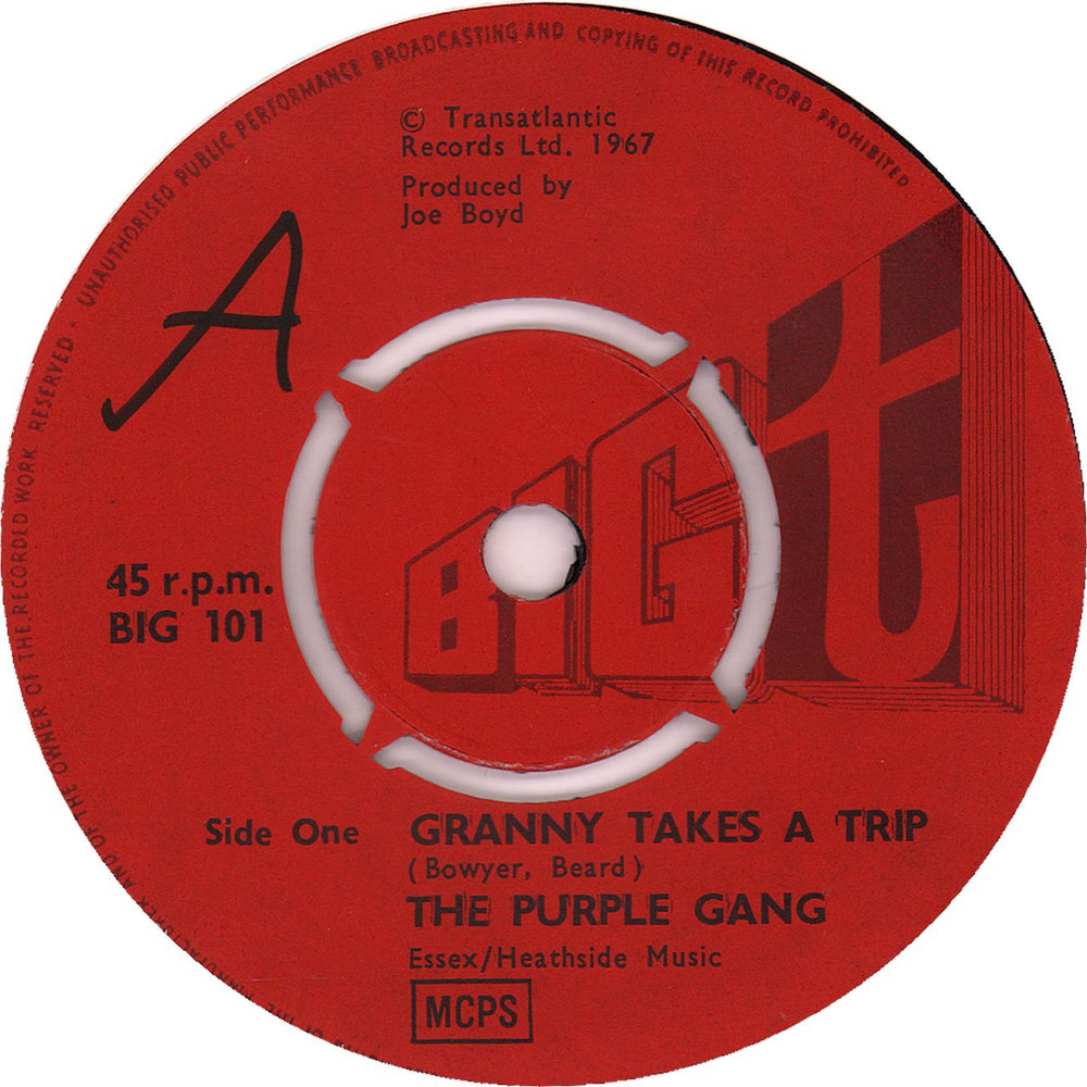 The Purple Gang Granny Takes A Trip UK 7" vinyl single (7 inch record / 45) BIG101