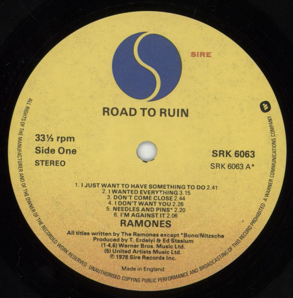 The Ramones Road To Ruin - Black vinyl UK vinyl LP album (LP record) RAMLPRO387264