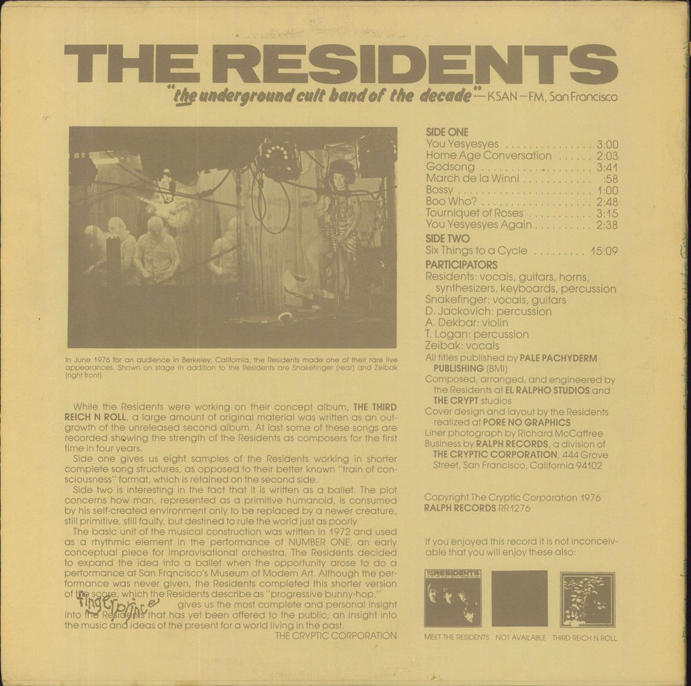 The Residents Fingerprince - 2nd US vinyl LP album (LP record)