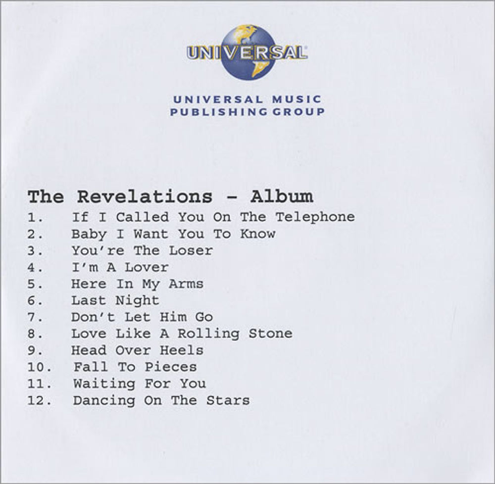 The Revelations The Revelations UK Promo CD-R acetate CD-R ACETATE