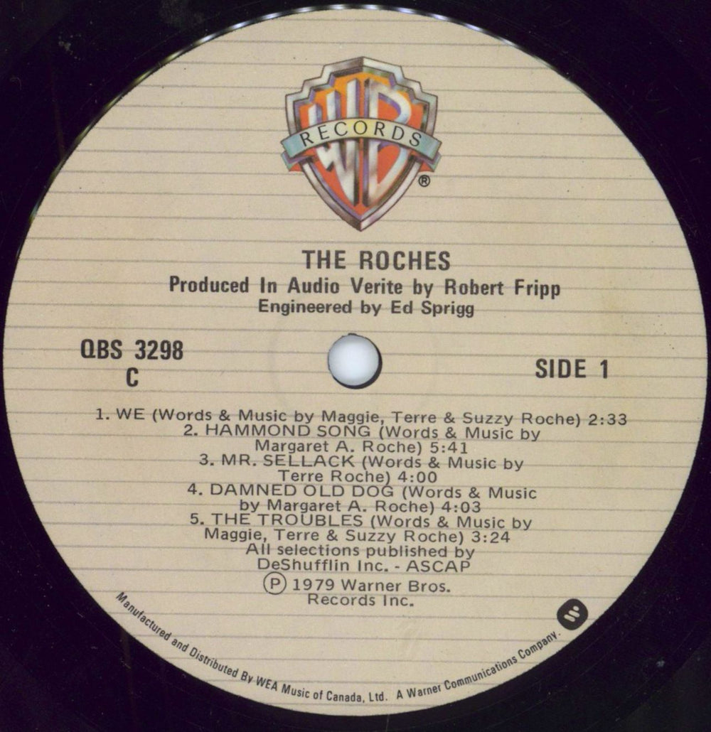 The Roches The Roches Canadian vinyl LP album (LP record) RCHLPTH793848