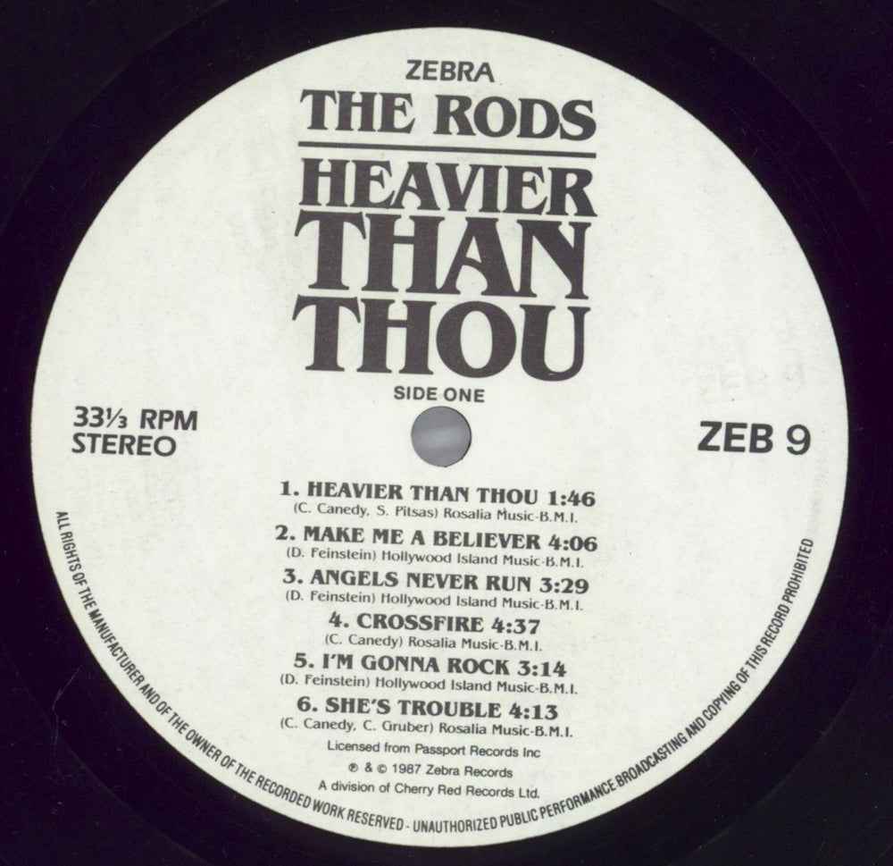 The Rods Heavier Than Thou - Price Stickered UK vinyl LP album (LP record) T.RLPHE823436