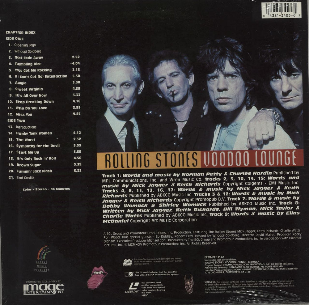 The Rolling Stones Voodoo Lounge - Sealed US laserdisc / lazerdisc ROLLZVO61419