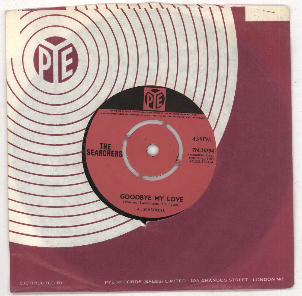 The Searchers Goodbye My Love - 4pr UK 7" vinyl single (7 inch record / 45) 7N.15794