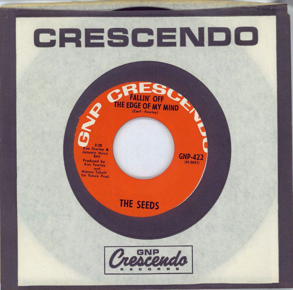 The Seeds Fallin' Off The Edge Of My Mind US 7" vinyl single (7 inch record / 45) GNP-422