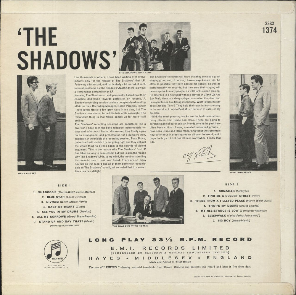 The Shadows The Shadows - 1st UK vinyl LP album (LP record)