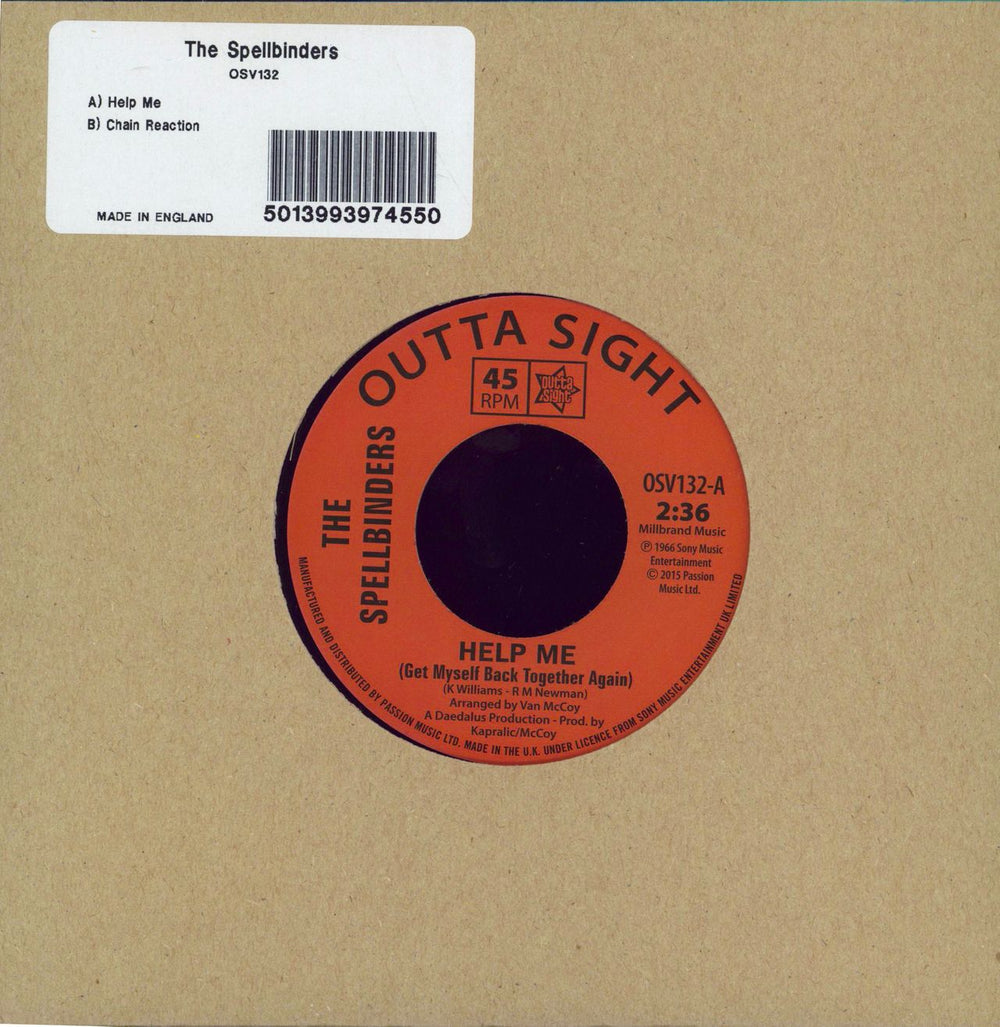The Spellbinders Help Me (Get Myself Back Together Again) UK 7" vinyl single (7 inch record / 45) OSV132