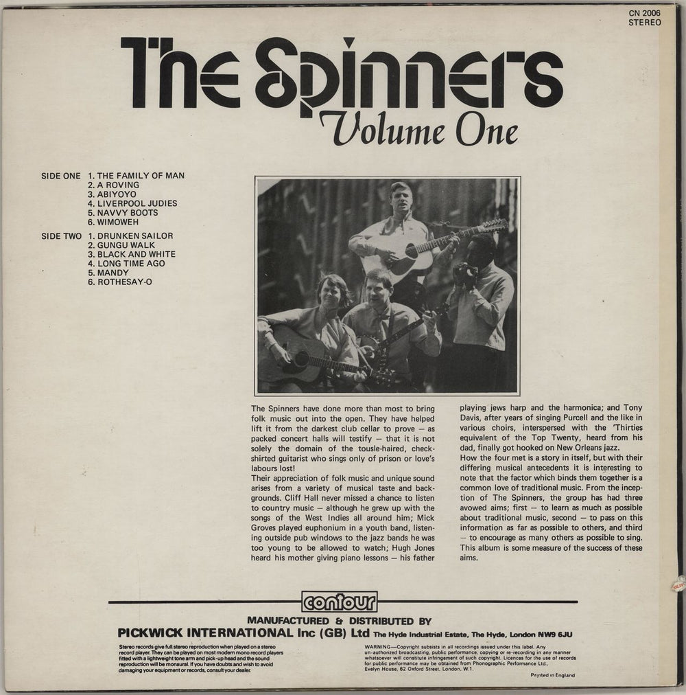 The Spinners The Spinners - Volume 1 UK vinyl LP album (LP record)