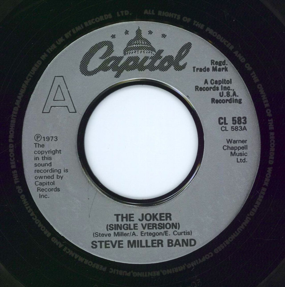 The Steve Miller Band The Joker - Wide Centre UK 7" vinyl single (7 inch record / 45) CL583