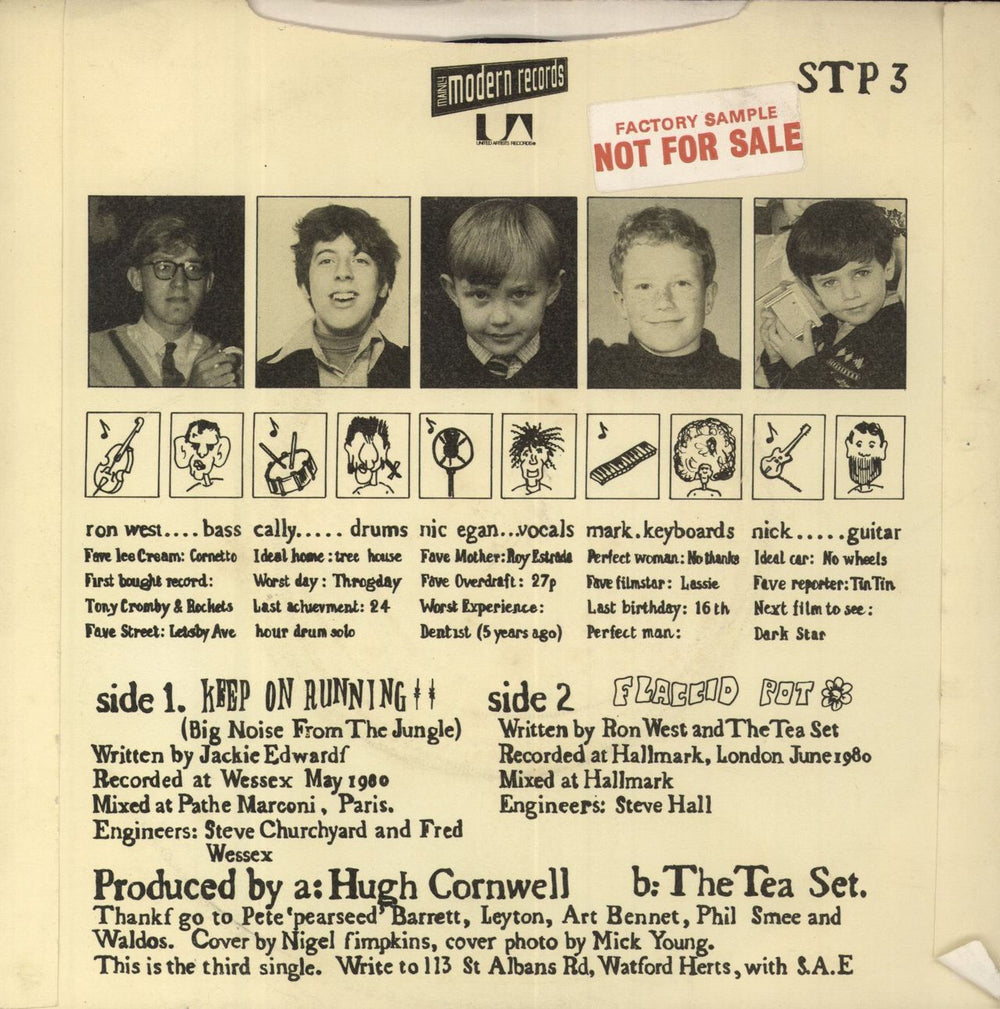 The Tea Set Keep On Running (Big Noise From The Jungle) UK Promo 7" vinyl single (7 inch record / 45)