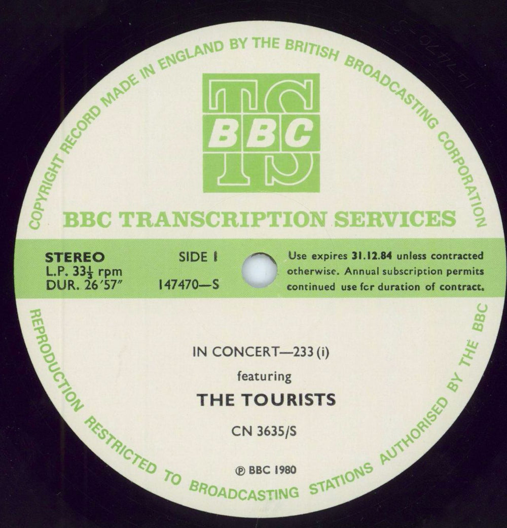 The Tourists In Concert 233 UK Promo vinyl LP album (LP record) CN3635/S