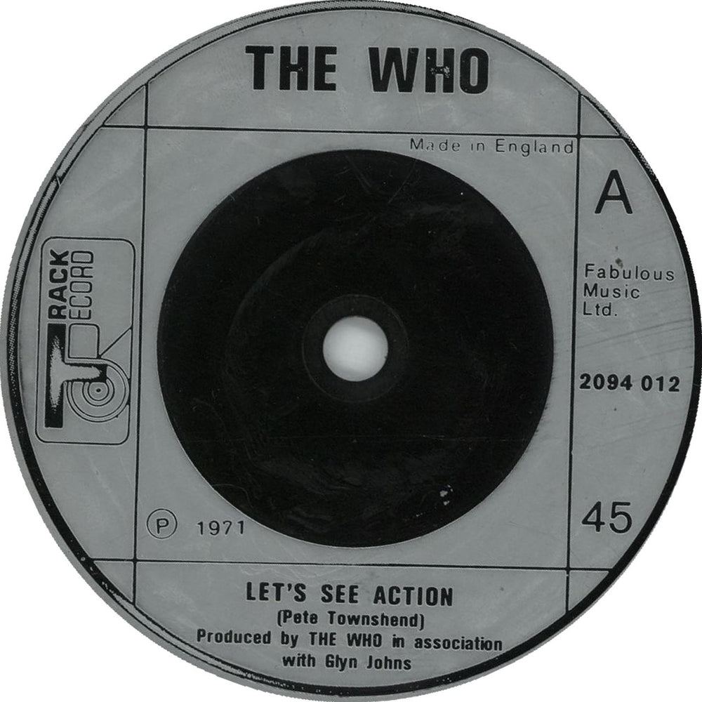 The Who Let's See Action - Silver Injection UK 7" vinyl single (7 inch record / 45) 2094012