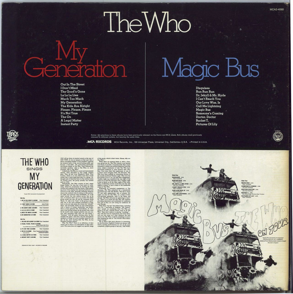 The Who Magic Bus / My Generation US 2-LP vinyl record set (Double LP Album)