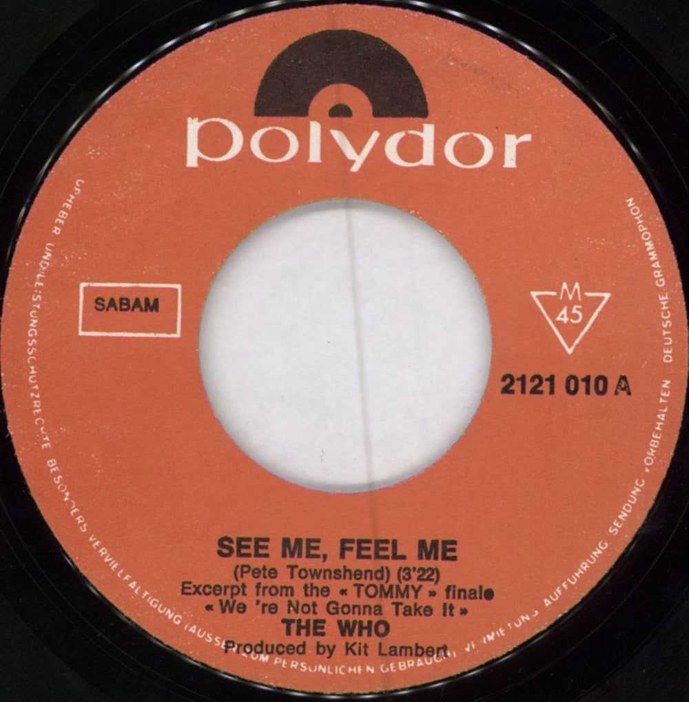 The Who See Me, Feel Me - Blue Insert Belgian 7" vinyl single (7 inch record / 45) WHO07SE784708