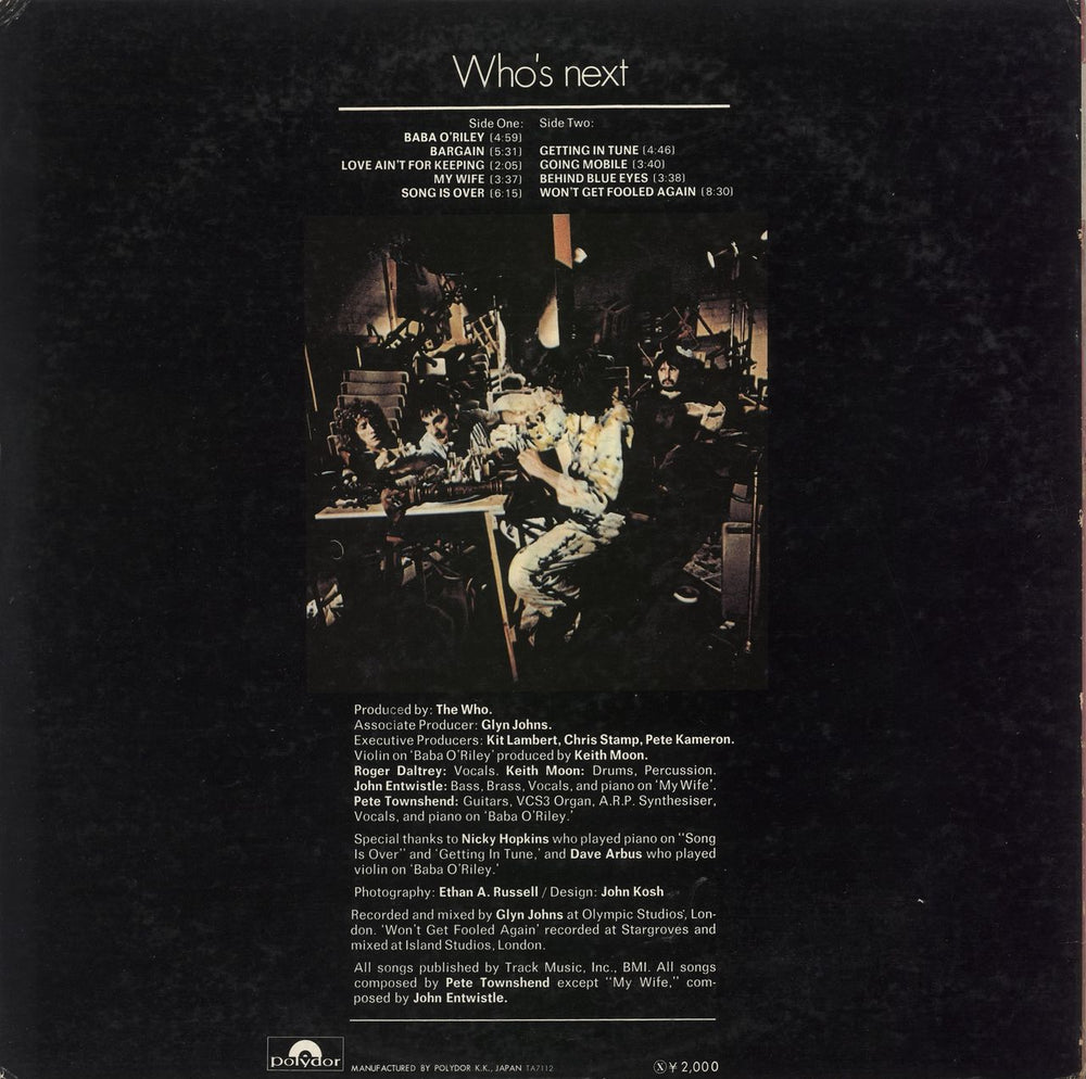 The Who Who's Next - 1st Japanese vinyl LP album (LP record)