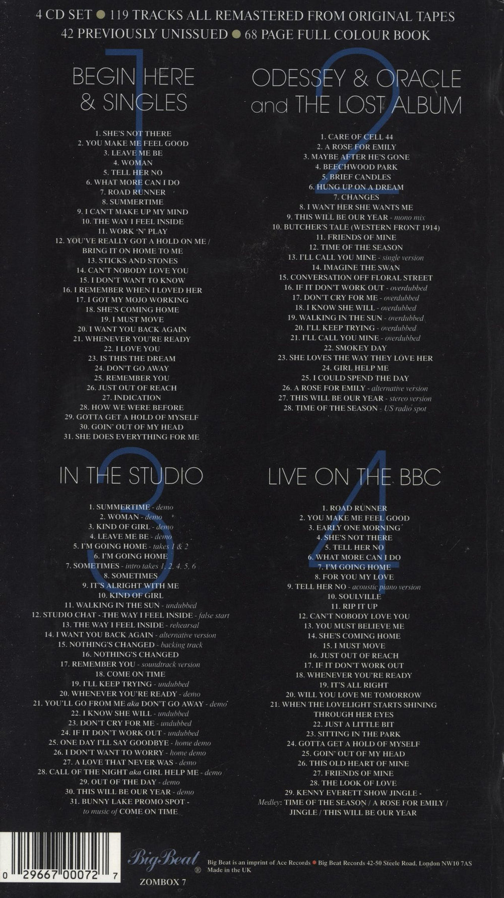 The Zombies Zombie Heaven UK 4-CD album set ZOM4CZO648603