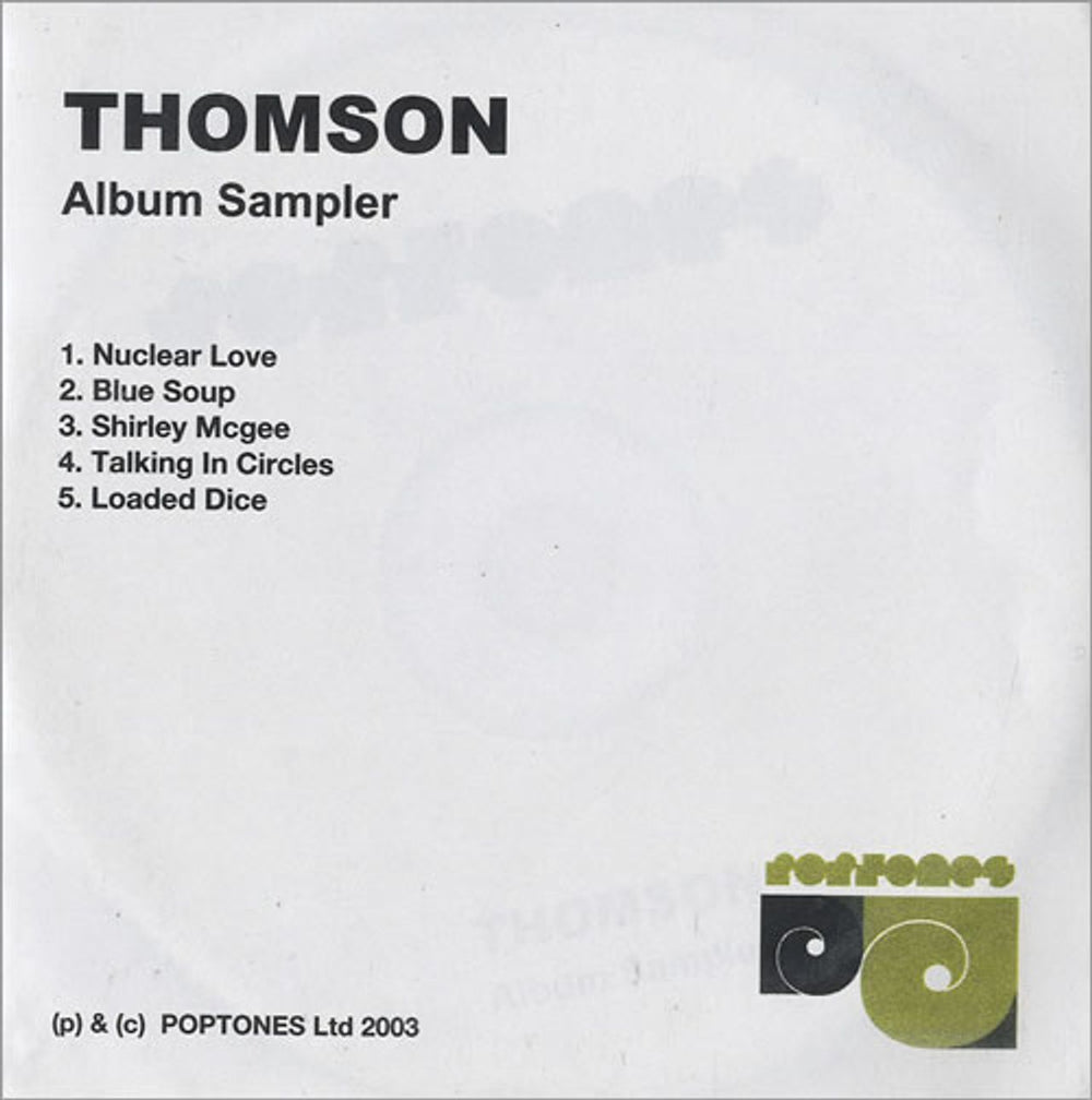 Thomson Nuclear Love - Album Sampler UK Promo CD-R acetate CD-R ACETATE