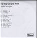 To Rococo Rot Hotel Morgen UK Promo CD-R acetate CD-R