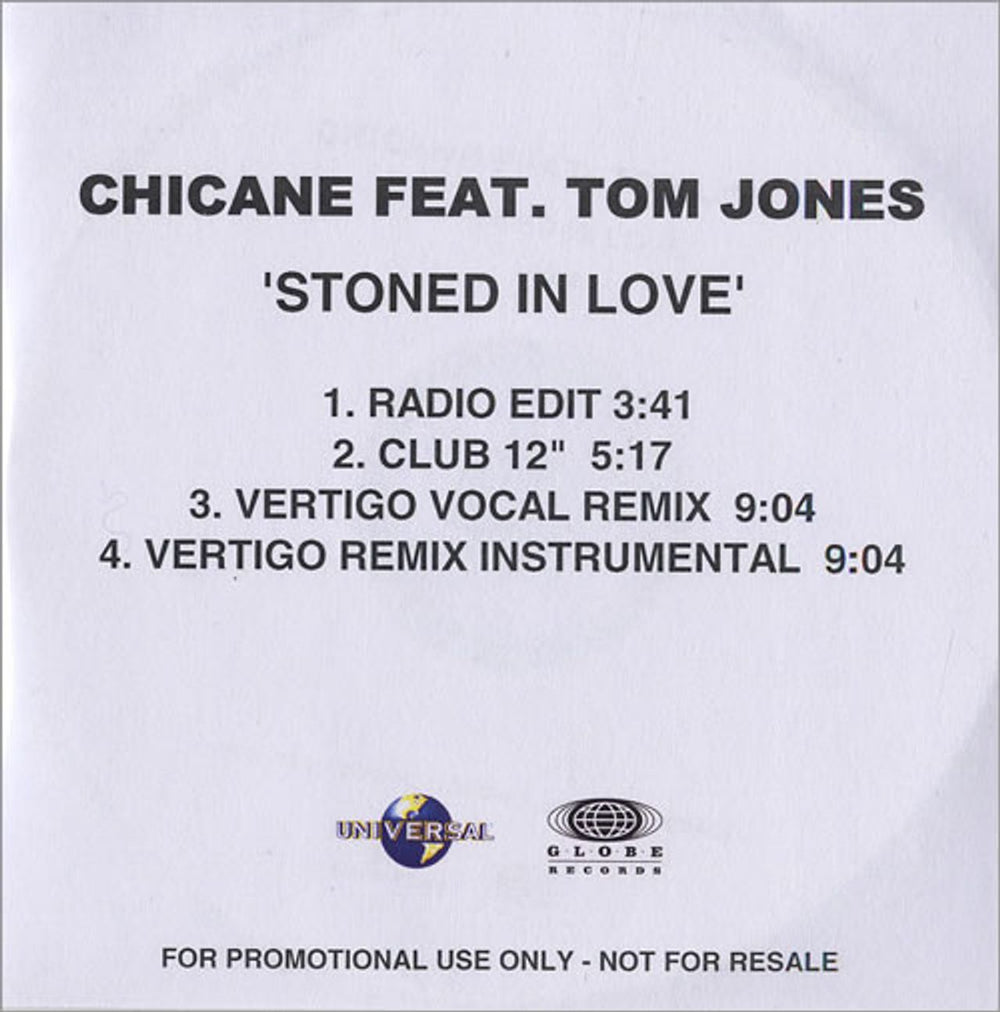 Tom Jones Stoned In Love UK Promo CD-R acetate CD-R ACETATE