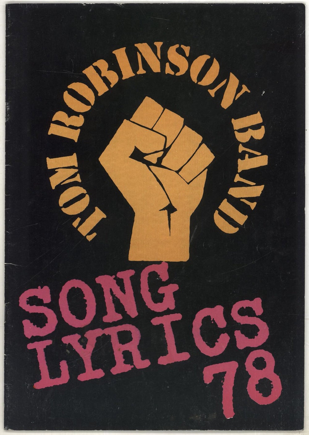 Tom Robinson Song Lyrics 78 - EX UK tour programme TOUR PROGRAMME/LYRIC BOOK